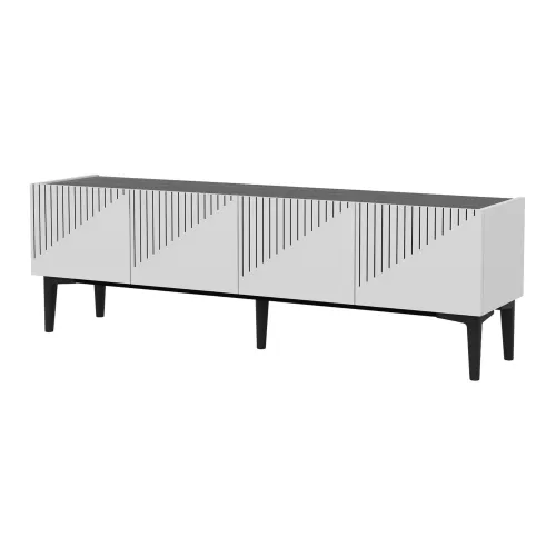 inandoutdoormatch TV meubel Elwood - TV meubel - 45x154x37 cm - kleur wit en marmer zwart - spaanplaat - kunststof - decoratief design (23904)